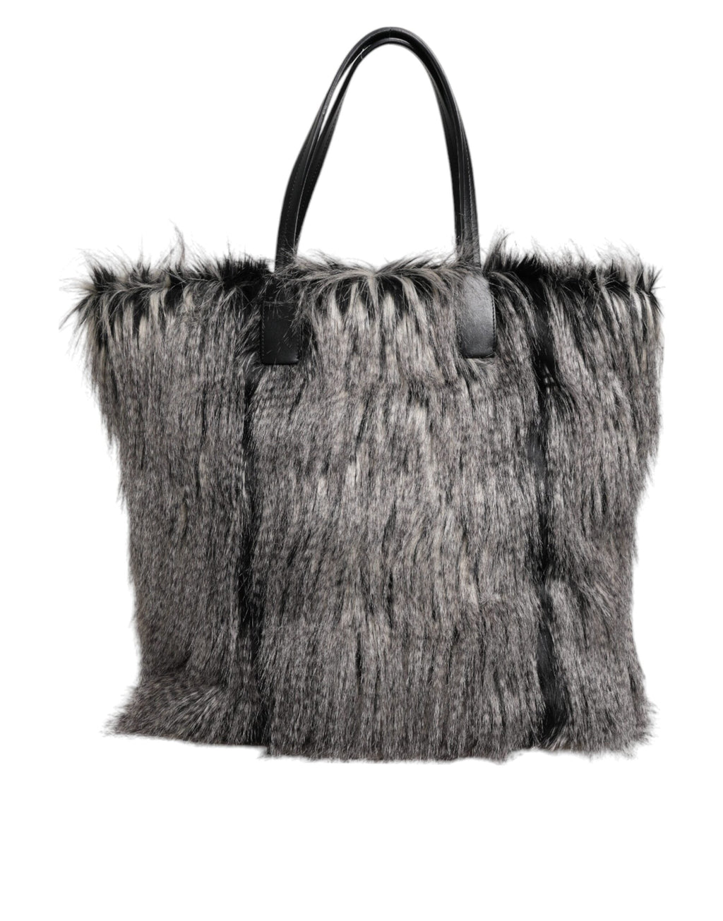 Dolce & Gabbana Black Oversize Faux Fur Shopping Tote Women's Bag ( )