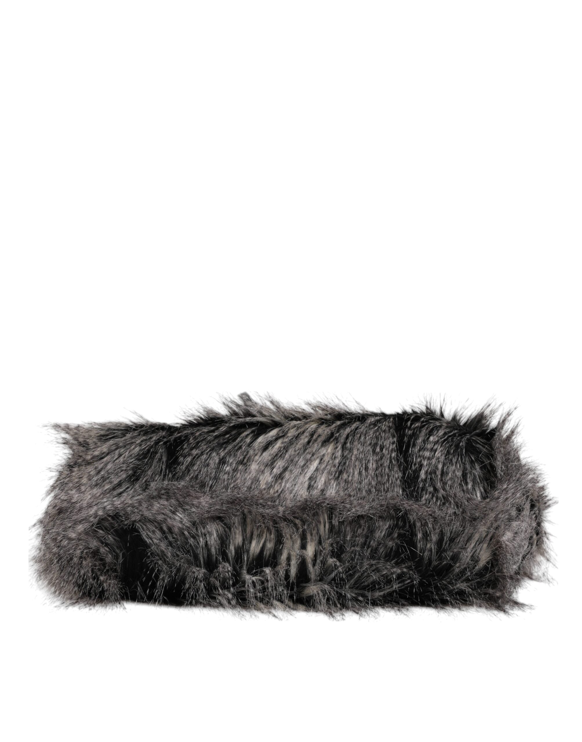 Dolce & Gabbana Black Oversize Faux Fur Shopping Tote Women's Bag ( )