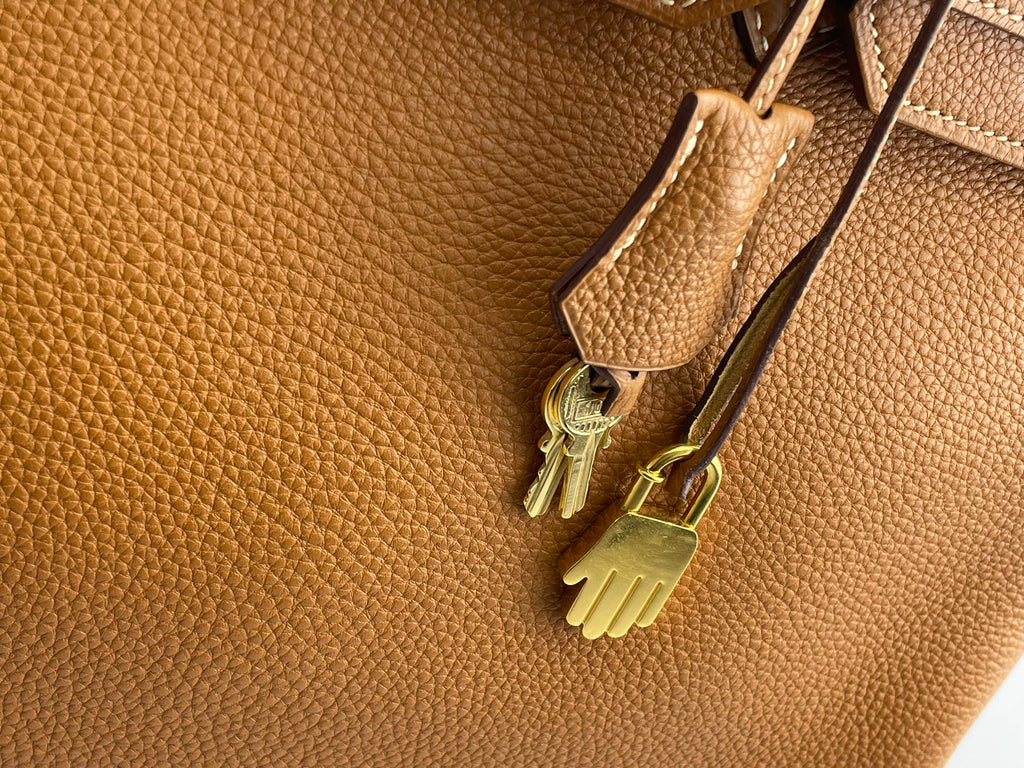 Hermes   Birkin 35 in gold vintage Togo leather