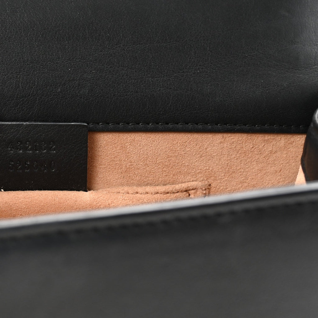 Calfskin Studded Small Padlock Shoulder Bag Black
