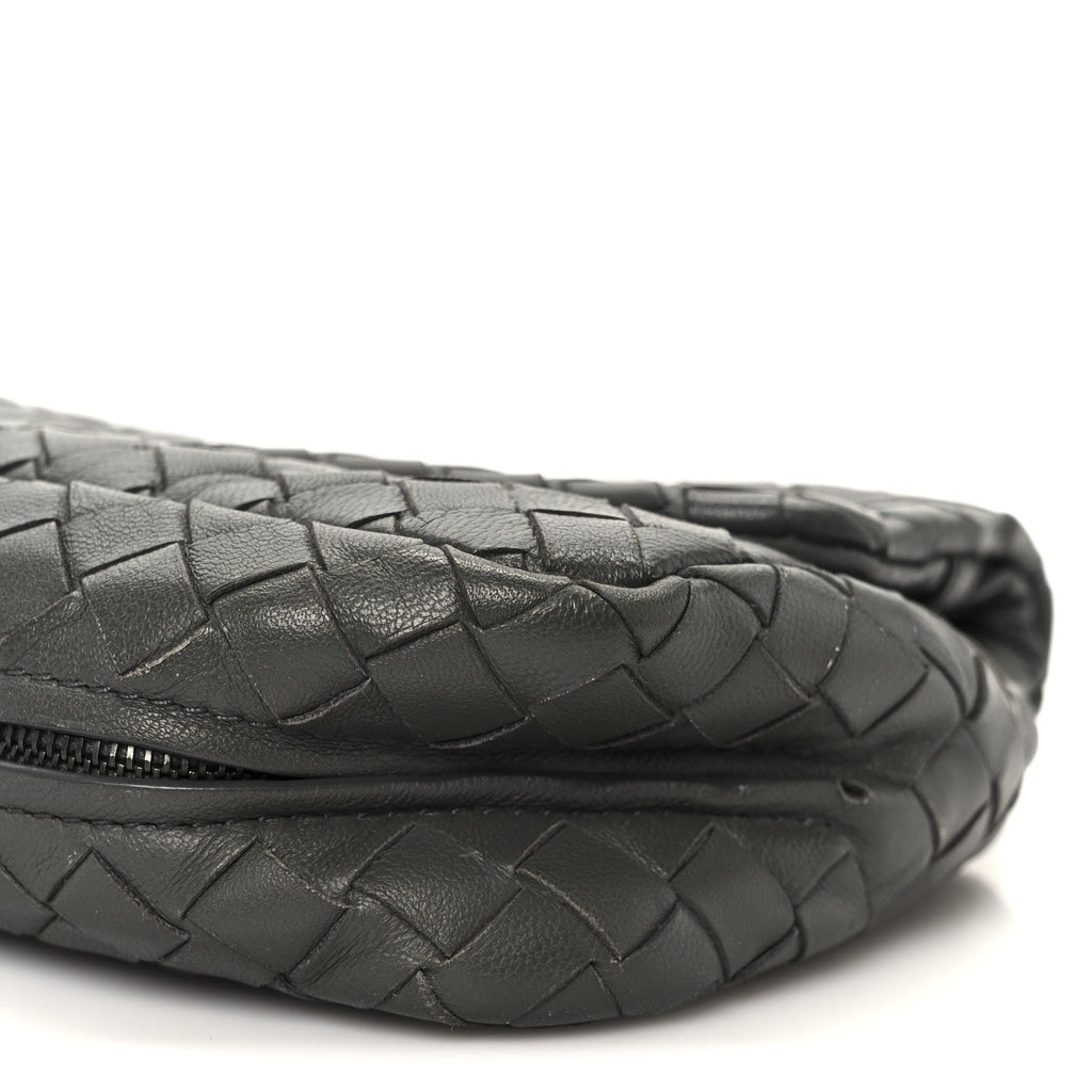 Nappa Intrecciato Small Chain Crossbody Light Grey