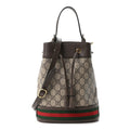 GG Supreme Monogram Web Small Ophidia Bucket Bag Brown