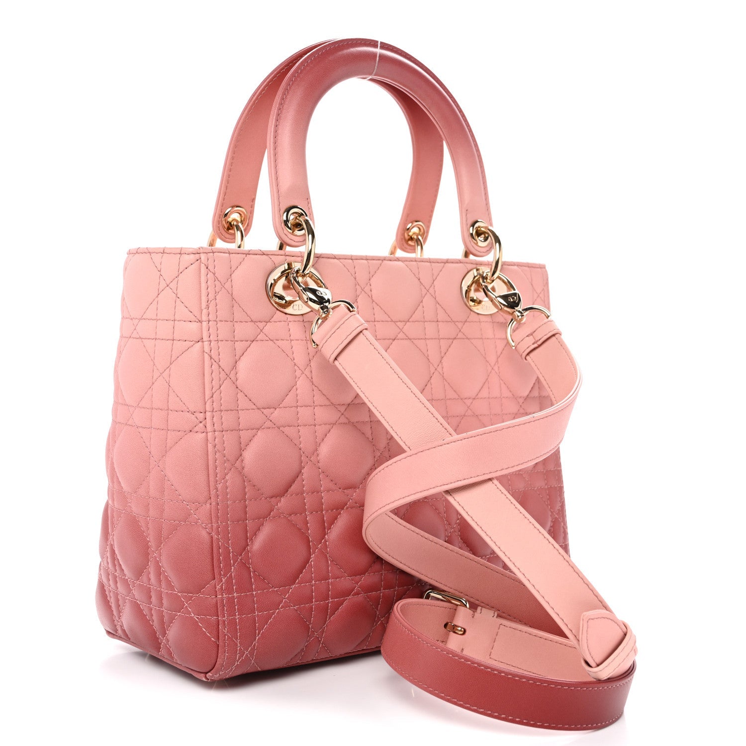 Lambskin Cannage Gradient Medium Lady Dior Pink