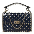 Patent Medium Rockstud Spike Shoulder Bag Pure Blue
