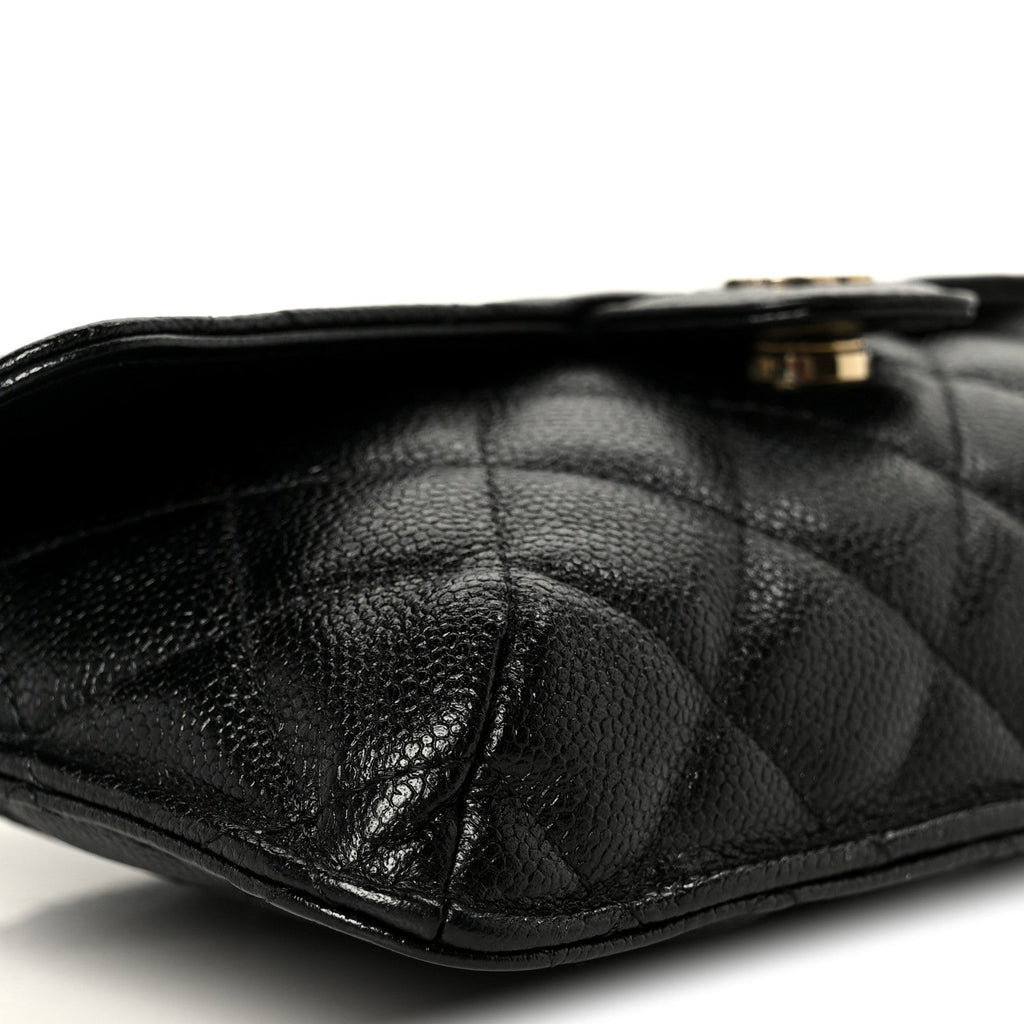 Caviar Fabric Foldable Tote Bag With Chain Black Multicolor