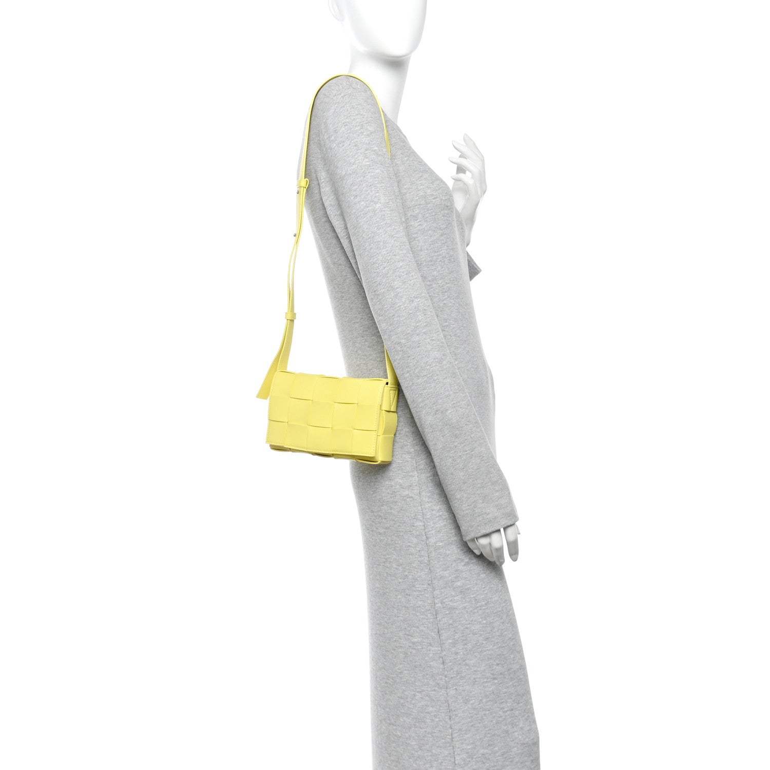 Lambskin Maxi Intrecciato Small Cassette Crossbody Bag Lemonade