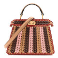Vitello King Shiny Nappa Intreccio Petite Peekaboo I SEE U Satchel Miel Mogano Rosa Fragola