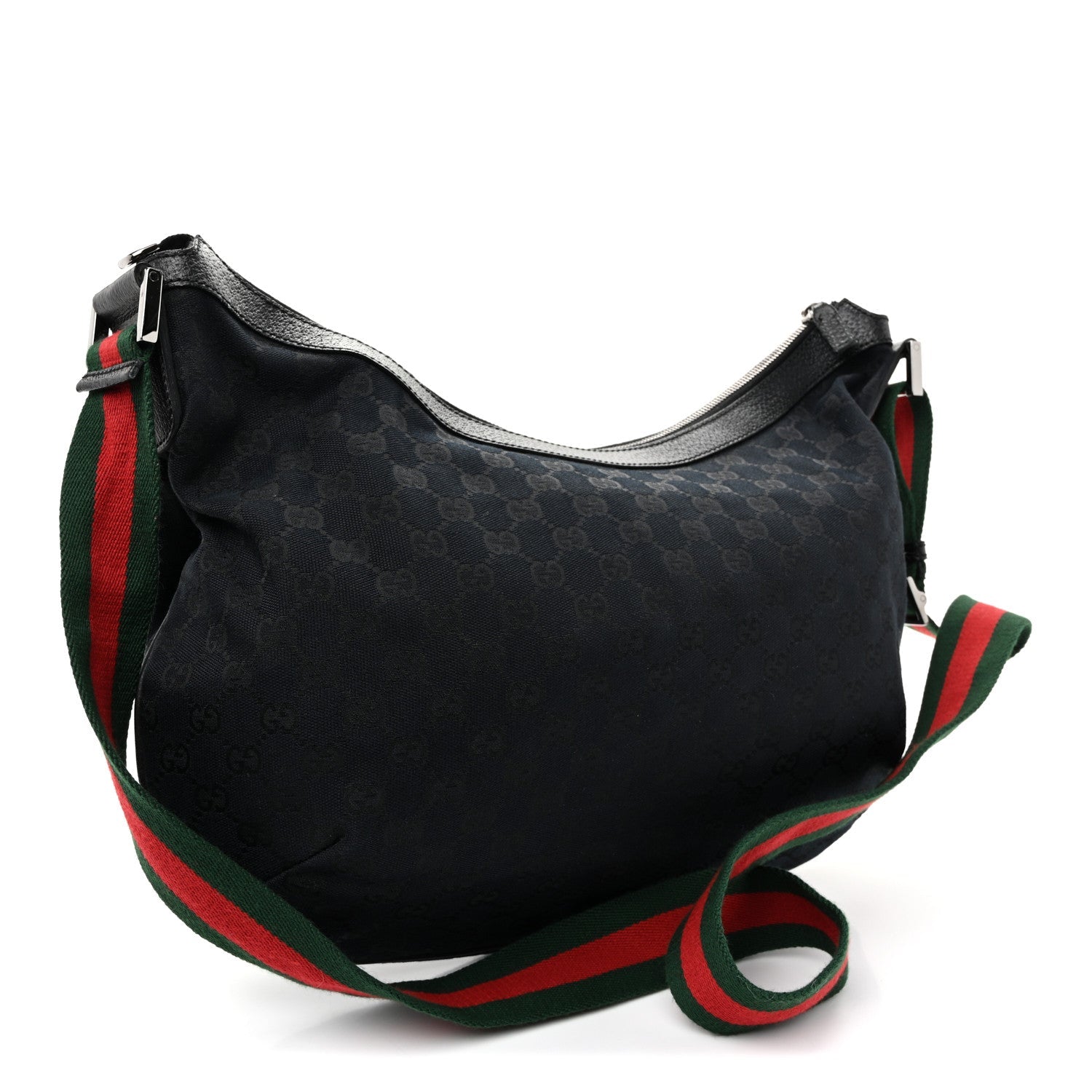 Monogram Web Medium Half Moon Hobo Black