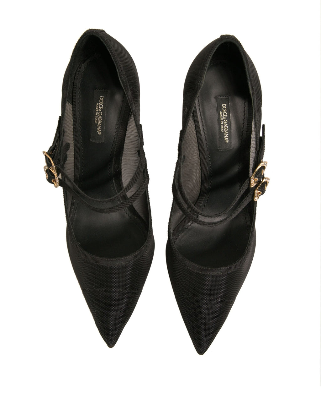 Dolce & Gabbana Black Mesh Mary Jane High Heels Pumps Women's Shoes