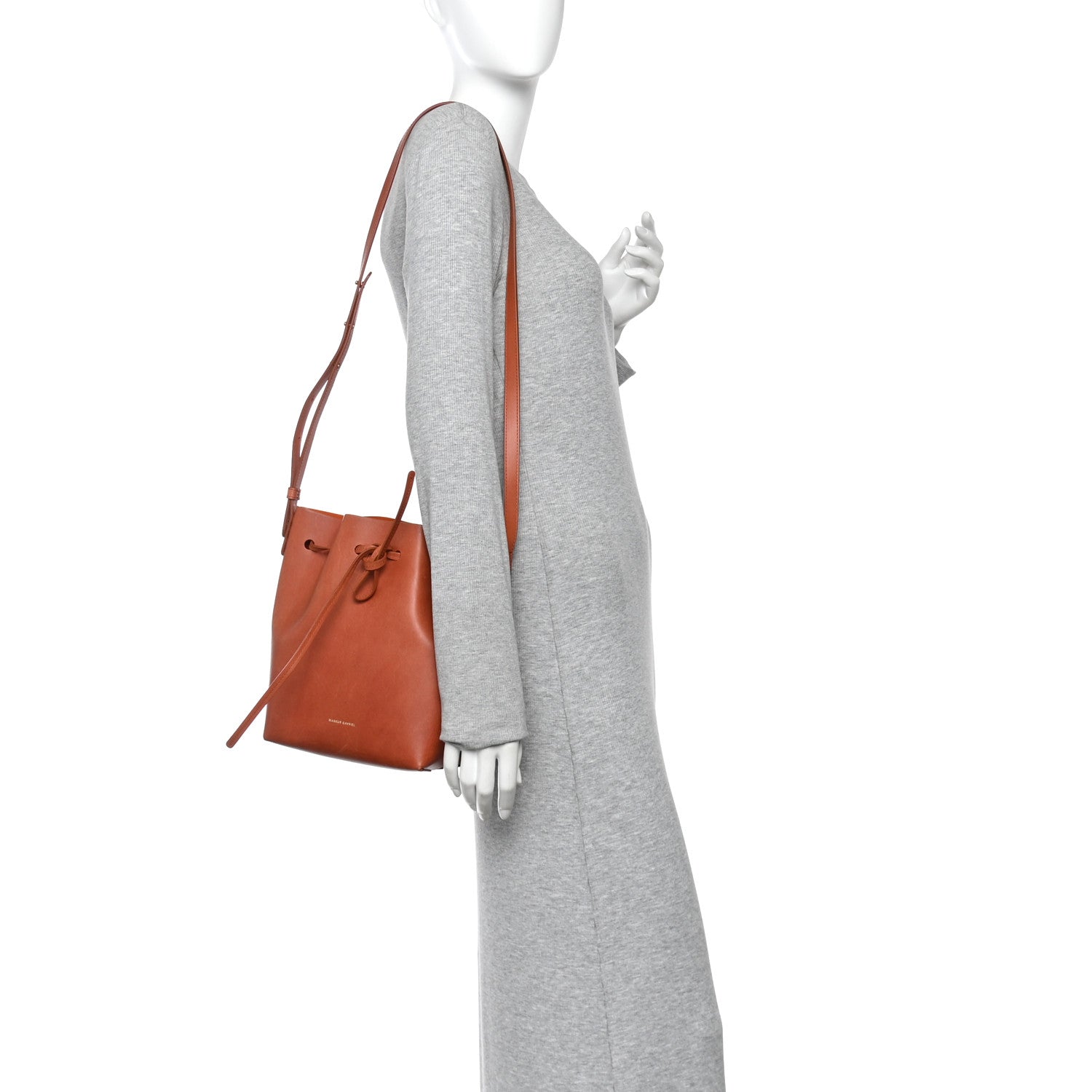 Vegetable Tanned Calfskin Mini Bucket Bag Brandy