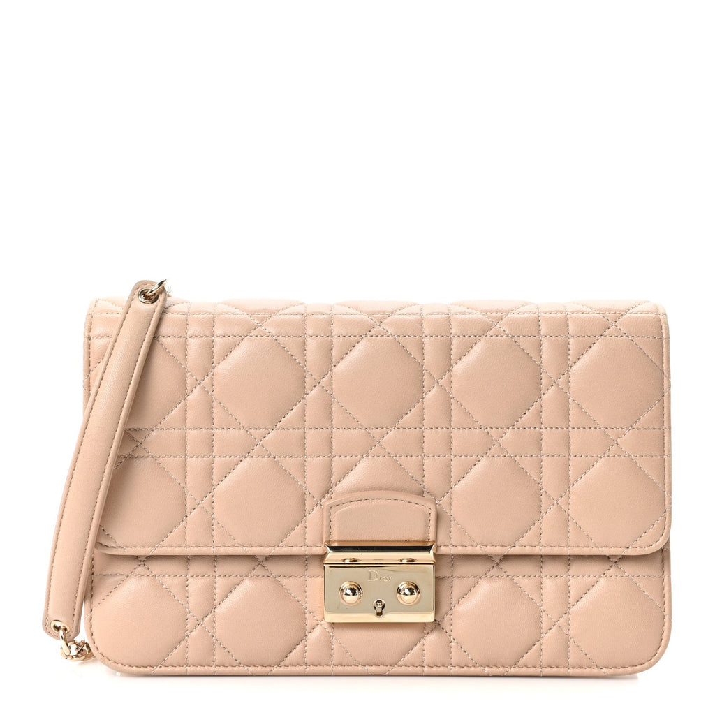 Lambskin Cannage Miss Dior Promenade Pouch Beige