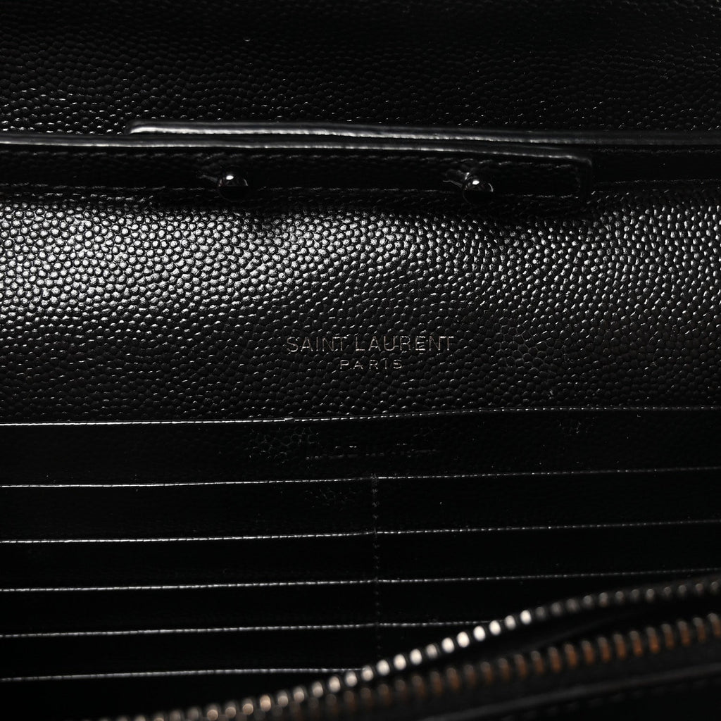 Grain De Poudre Matelasse Chevron Monogram Monochrome Chain Wallet Black
