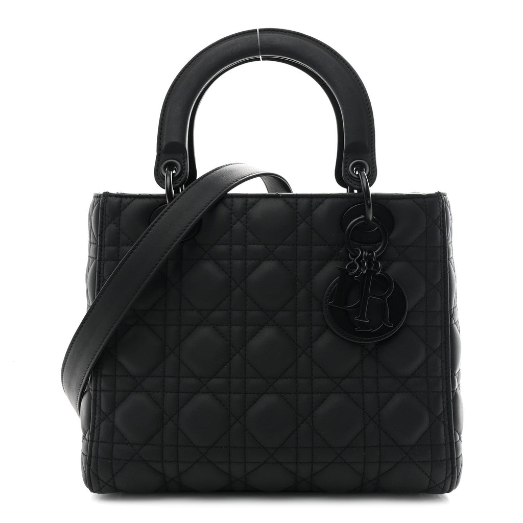 Ultra Matte Calfskin Cannage Medium Lady Dior Black