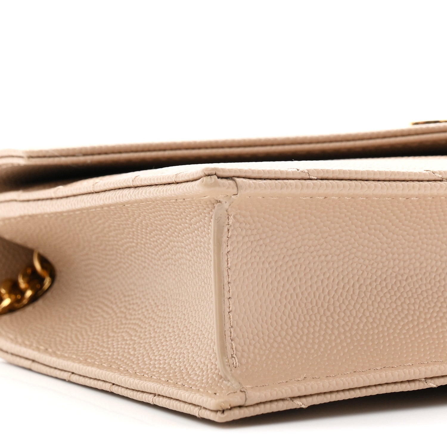 Grain De Poudre Matelasse Chevron Monogram Envelope Chain Wallet Dark Beige