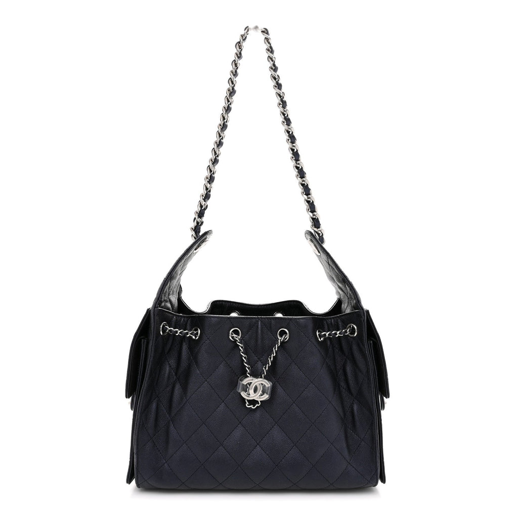 Caviar Quilted Small Chanel 25 Handbag Dark Navy