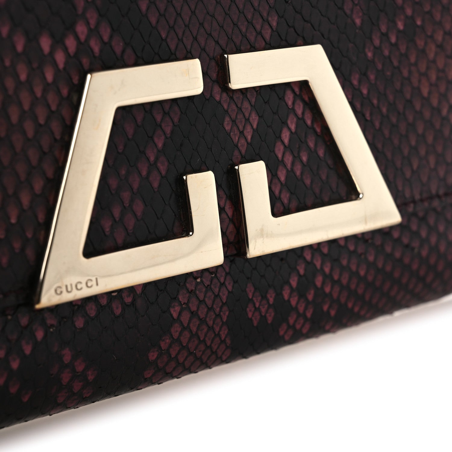 Snakeskin G Night Clutch Burgundy Black