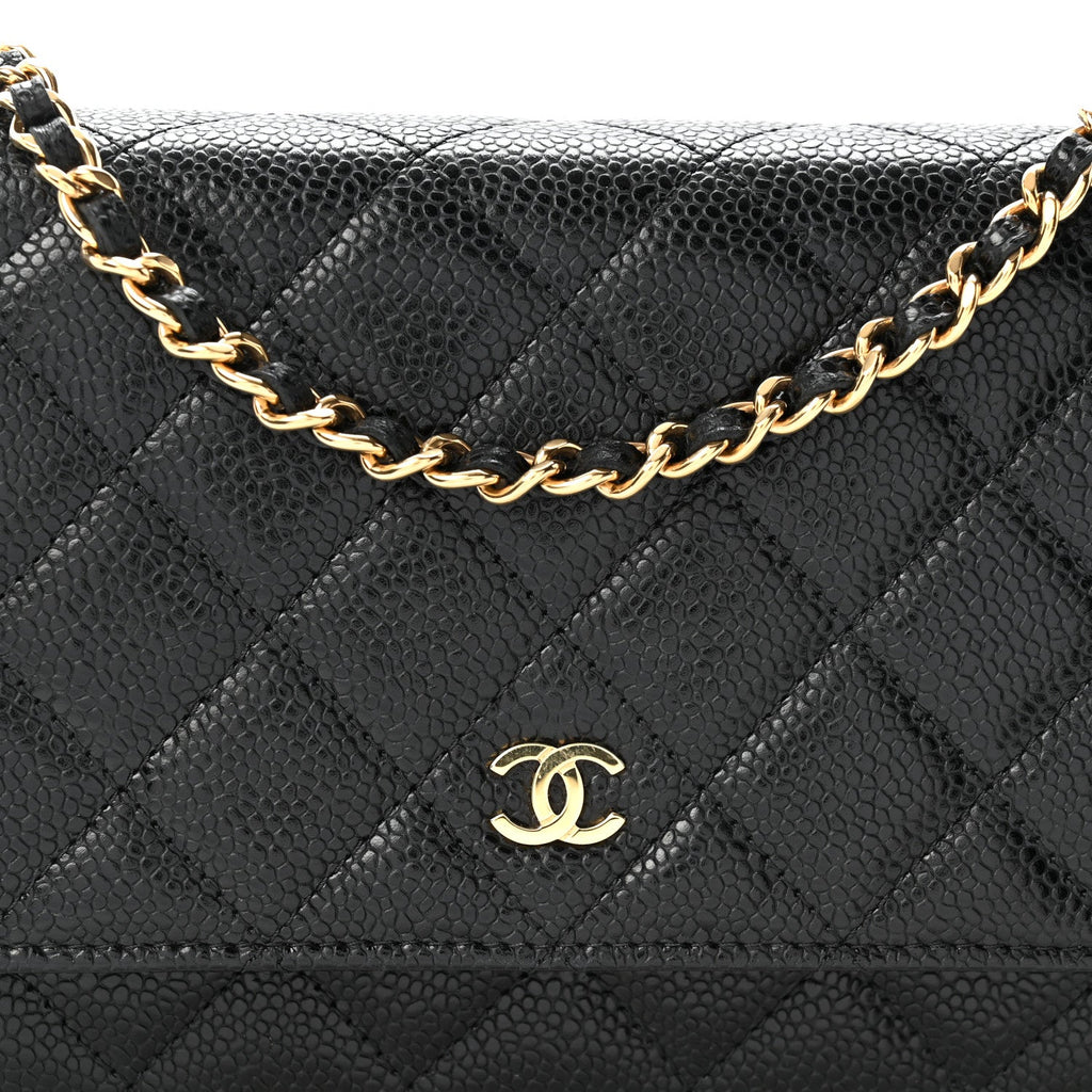 Caviar Quilted Wallet On Chain WOC Black