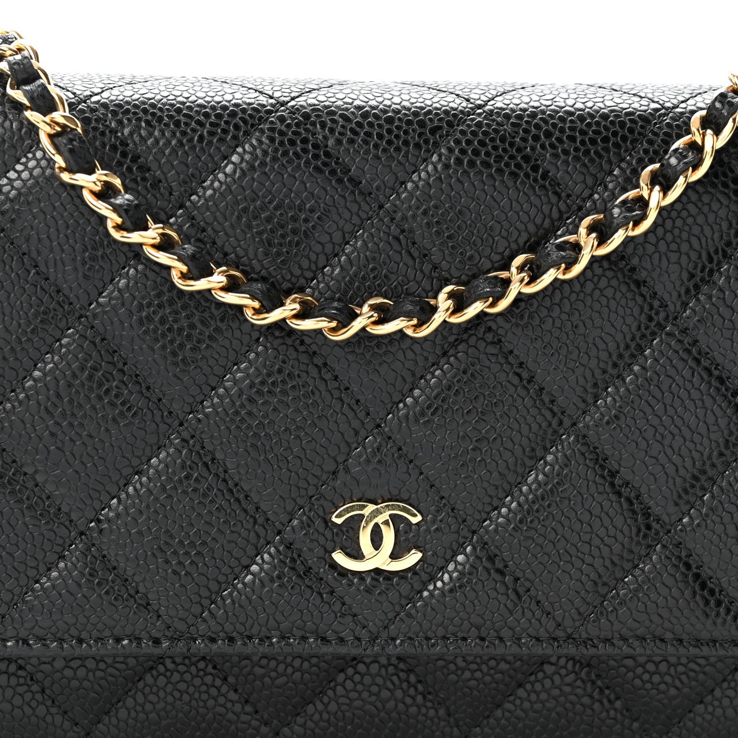 Caviar Quilted Wallet On Chain WOC Black