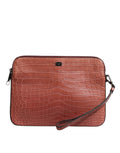 Dolce & Gabbana Bordeaux Croc Leather Logo Plaque Men Briefcase Men's Bag