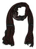 Costume National Black Red Viscose Foulard Branded Men's Scarf