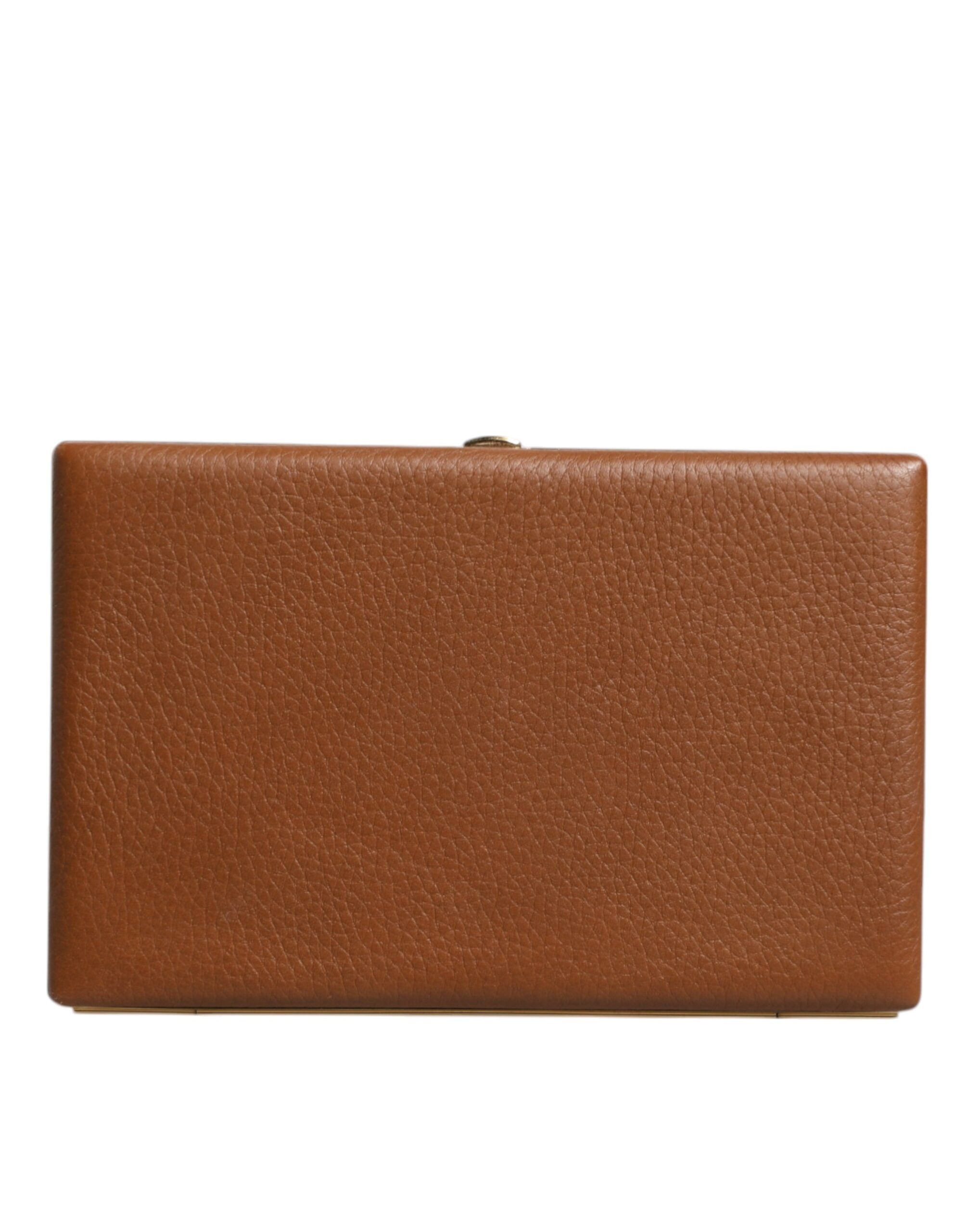 Dolce & Gabbana Brown Leather Clutch Evening Crossbody Women's Bag ( )