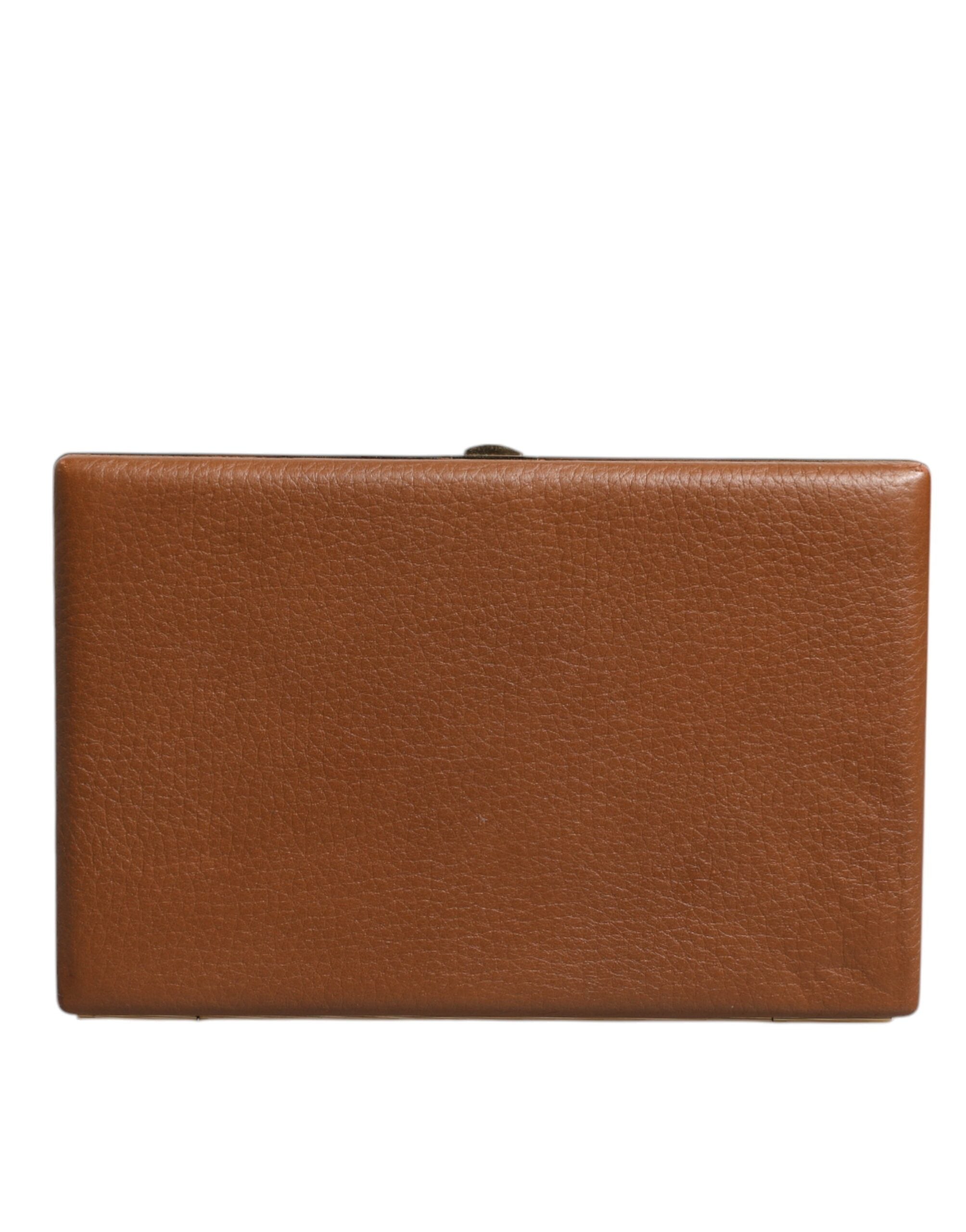 Dolce & Gabbana Brown Leather Clutch Evening Crossbody Women's Bag ( )