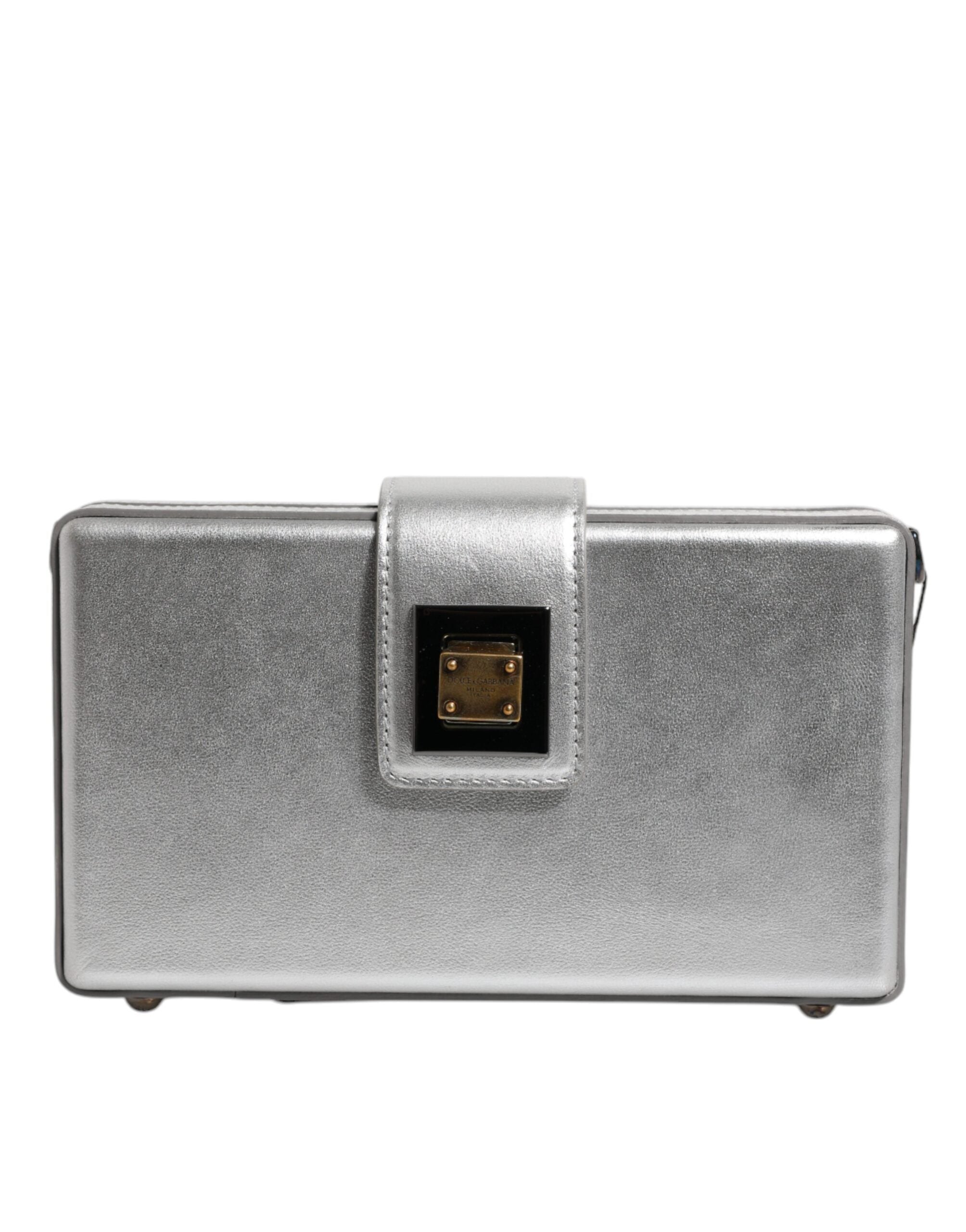 Dolce & Gabbana Metallic Silver DG BOX Leather Shoulder Strap Women's Bag ( )