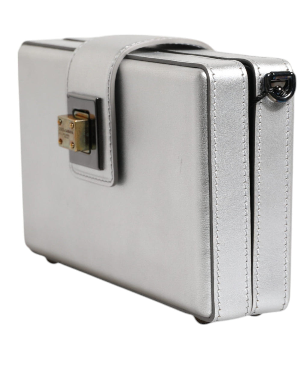 Dolce & Gabbana Metallic Silver DG BOX Leather Shoulder Strap Women's Bag ( )
