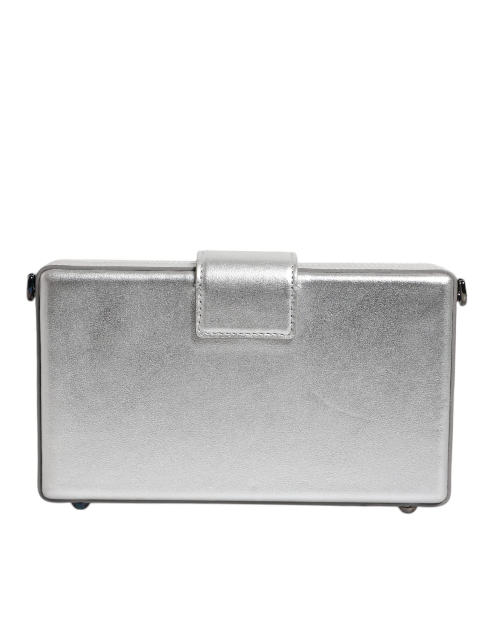 Dolce & Gabbana Metallic Silver DG BOX Leather Shoulder Strap Women's Bag ( )