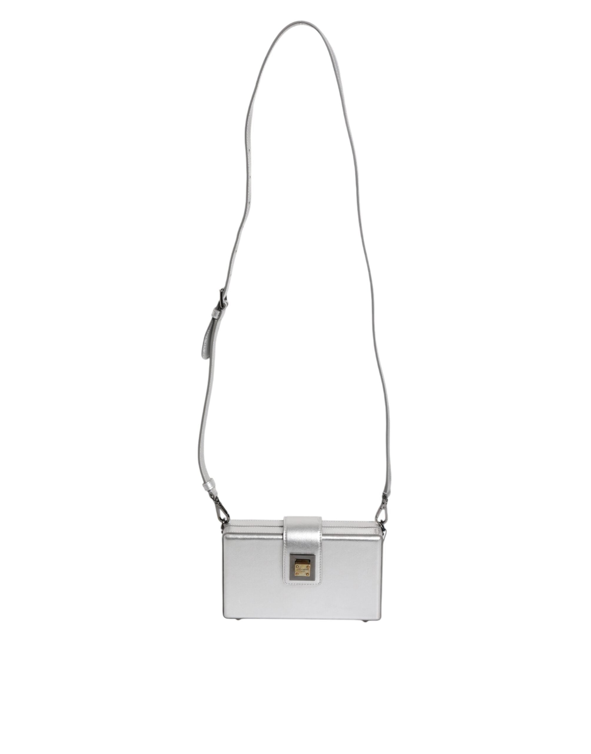 Dolce & Gabbana Metallic Silver DG BOX Leather Shoulder Strap Women's Bag ( )