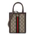 GG Supreme Monogram Textured Dollar Calfskin Web Super Mini Ophidia Mini Tote Bag Beige Ebony New Acero