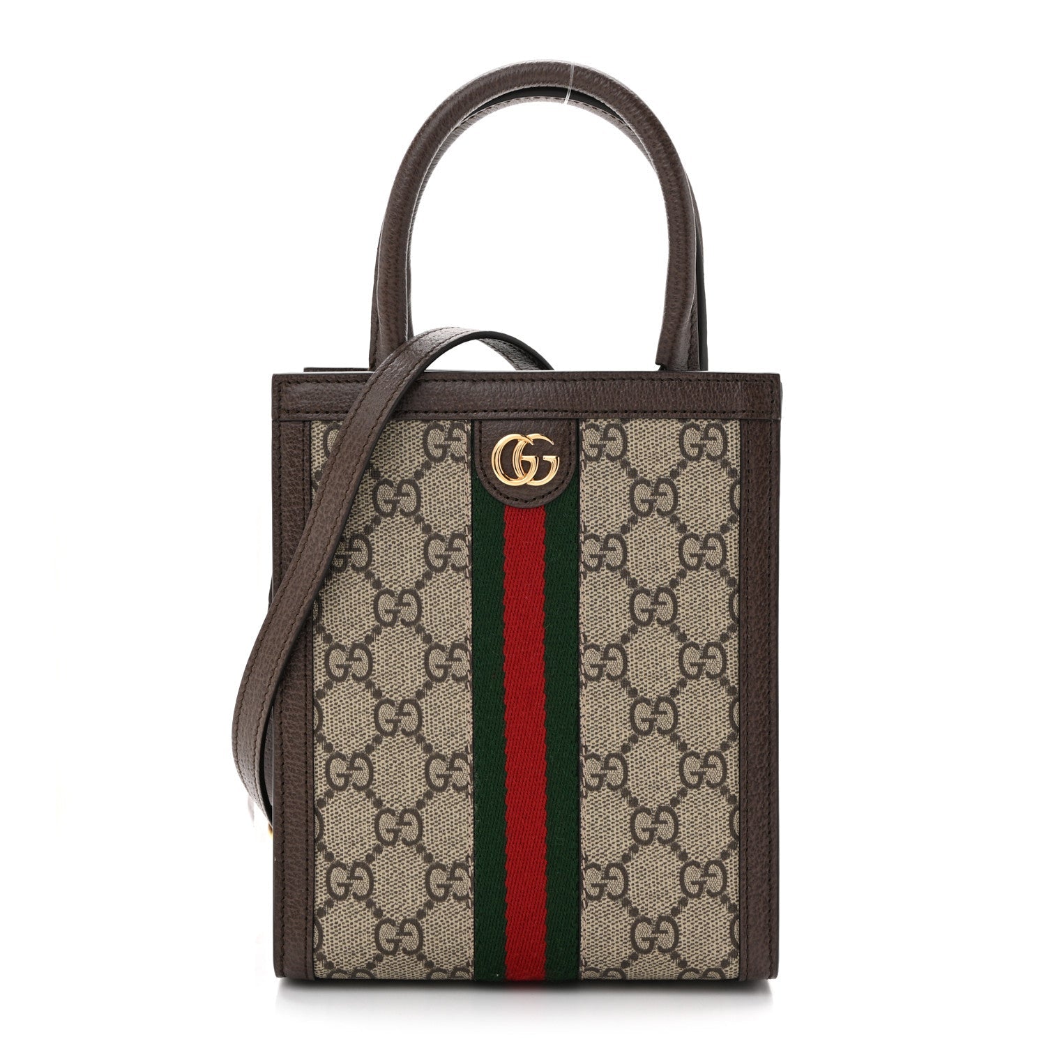 GG Supreme Monogram Textured Dollar Calfskin Web Super Mini Ophidia Mini Tote Bag Beige Ebony New Acero
