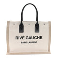 Linen Calfskin Small Rive Gauche Tote Greggio Natural
