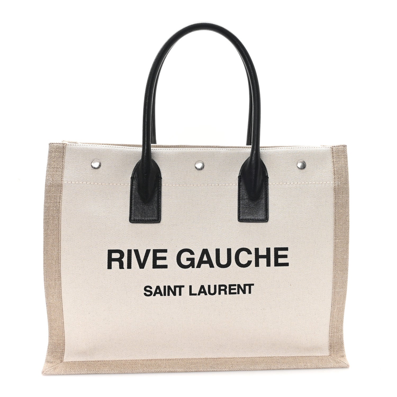 Linen Calfskin Small Rive Gauche Tote Greggio Natural