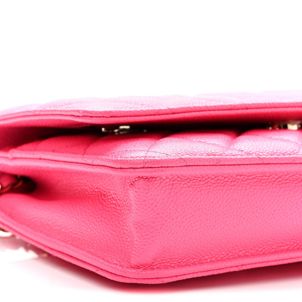 Caviar Quilted Wallet on Chain WOC Fuchsia
