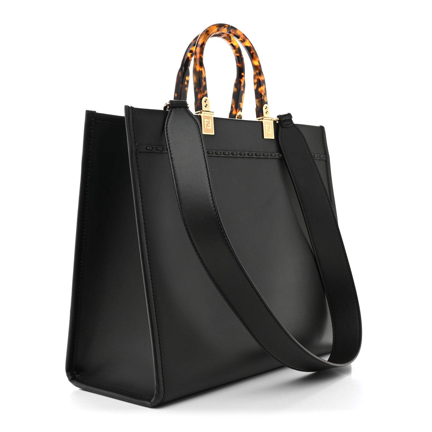 Vitello King Plexiglass Elaphe Python Print Logo Medium Fendi Sunshine Shopper Tote Dark Asphalt