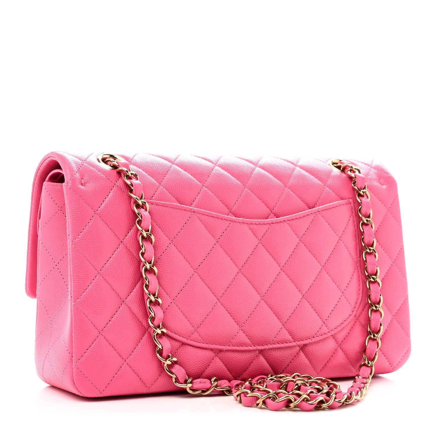 Caviar Quilted Medium Double Flap Pink