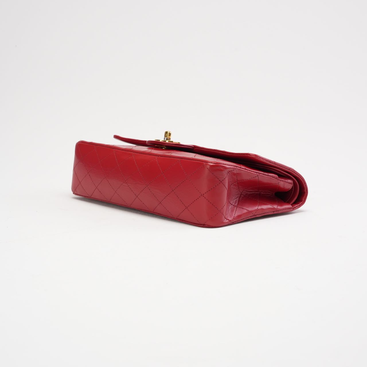 Chanel Vintage Red Classic Double Flap Bag 1988
