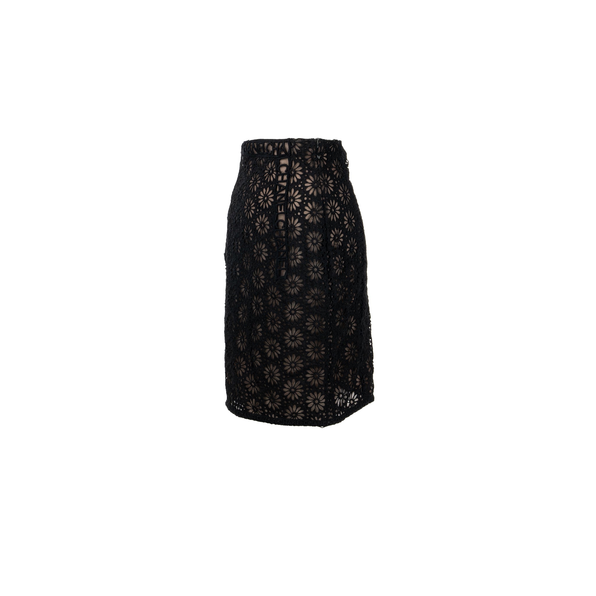 Chanel Size 34 21S Flora Lace Skirt Cotton Black