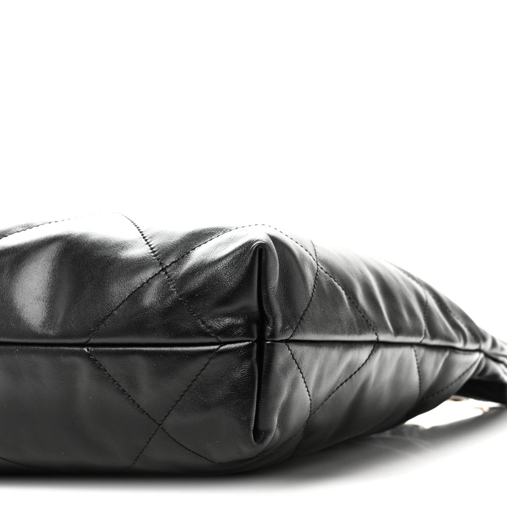 Shiny Calfskin Quilted Small Chanel 22 Black