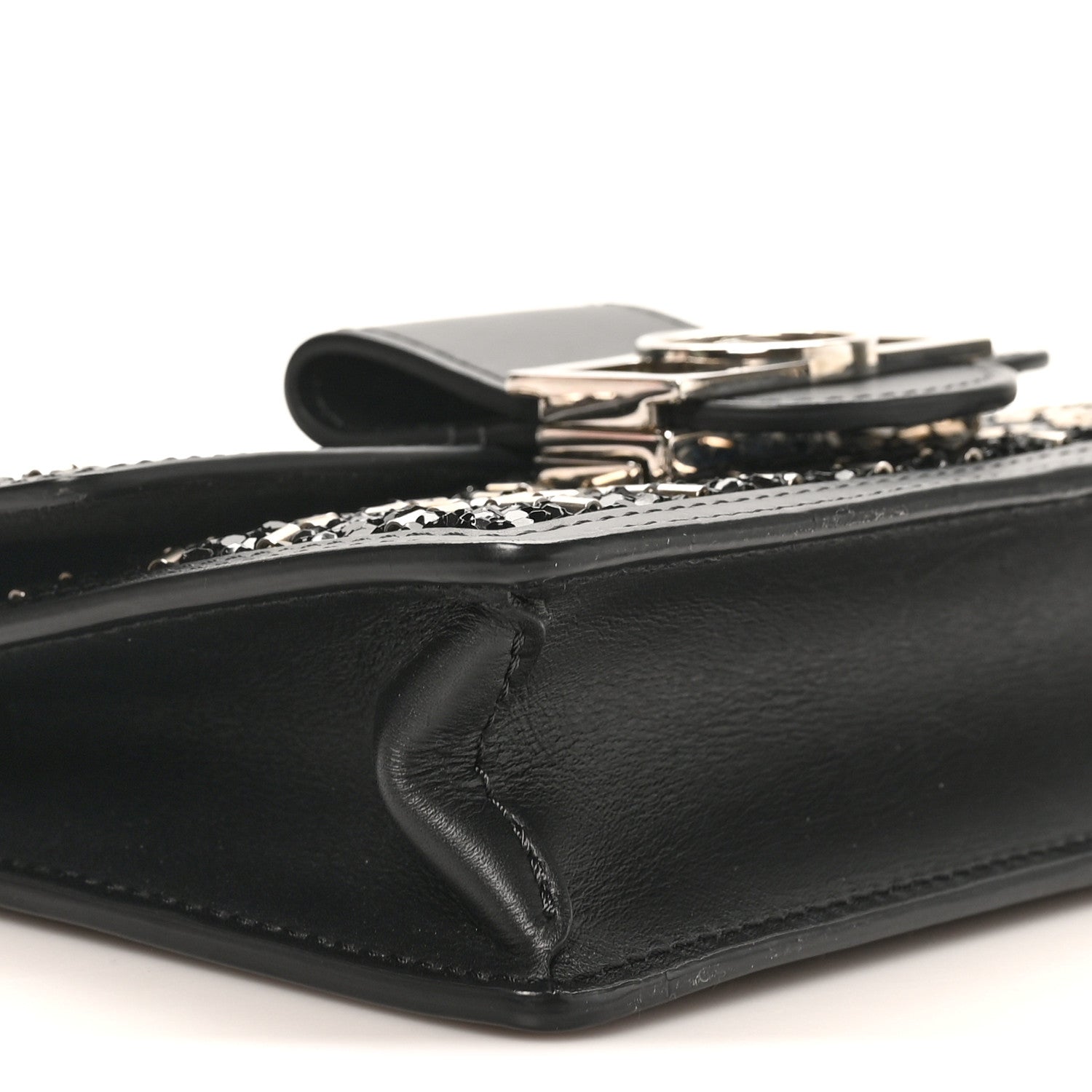 Tweed Sequin Dauphine Minaudiere Black