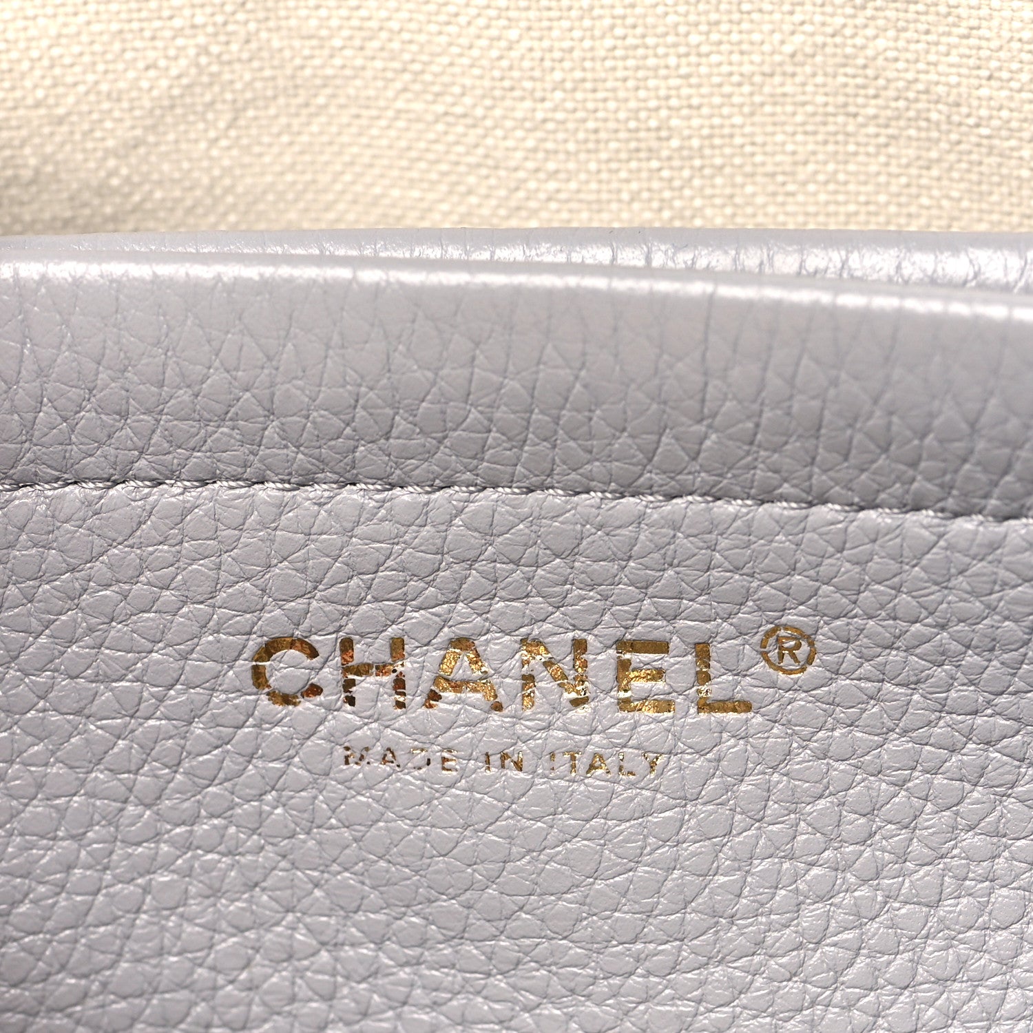 Grained Calfskin Stitched Urban Essentials Small Shopping Bag Grey