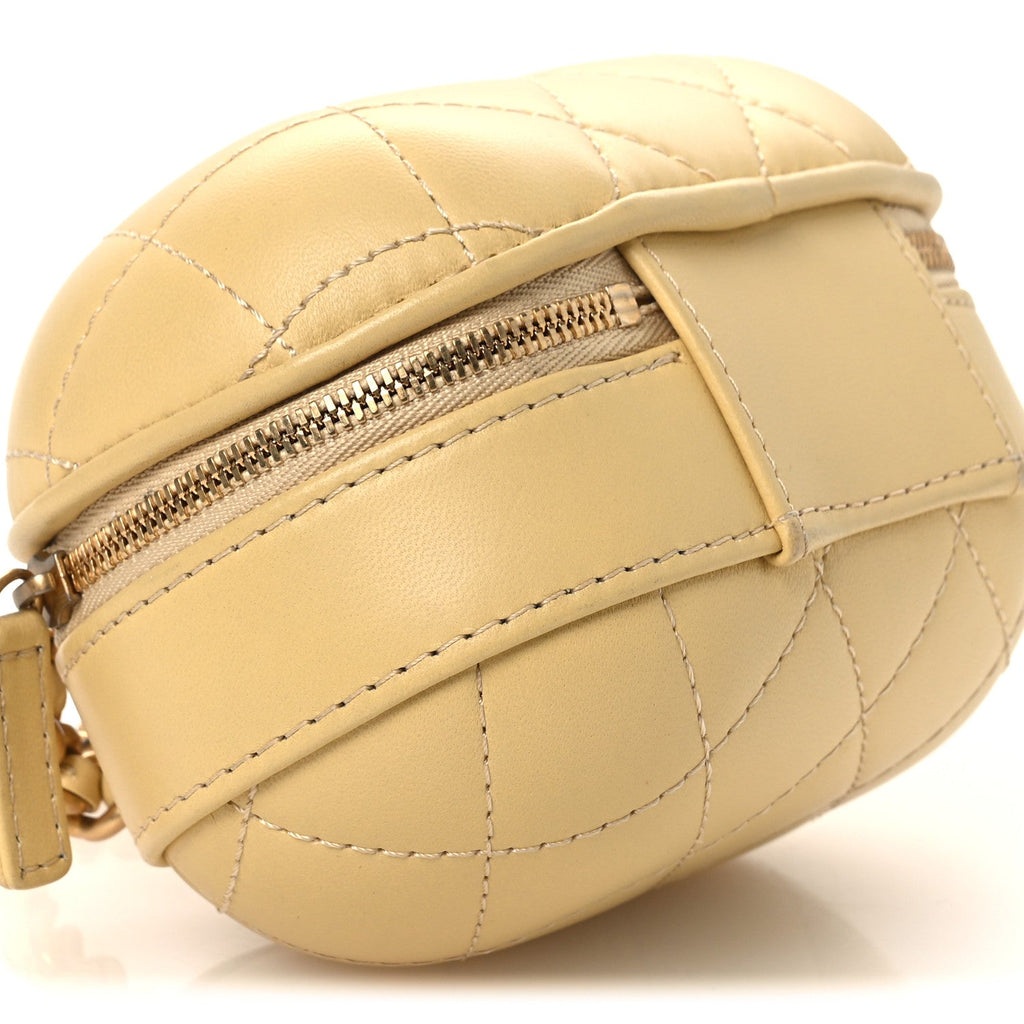 Lambskin Quilted CC Bubble Vanity Case With Chain Light Yellow