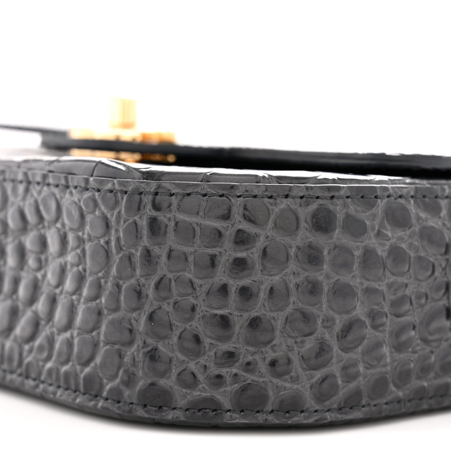 Calfskin Crocodile Embossed Turn Around Mini Flap Grey