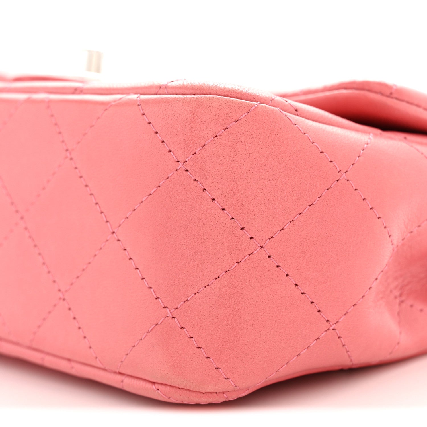 Lambskin Quilted Mini Rectangular Flap Pink