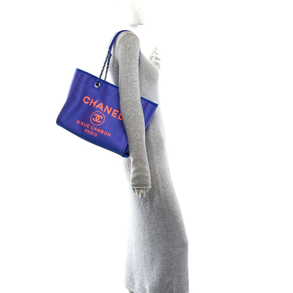 Mixed Fibers Small Deauville Tote Blue Orange