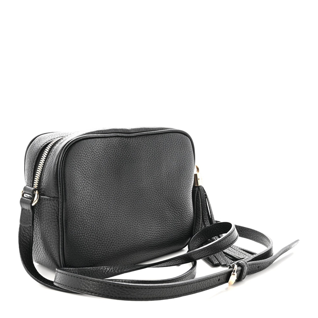 Pebbled Calfskin Small Soho Disco Bag Black