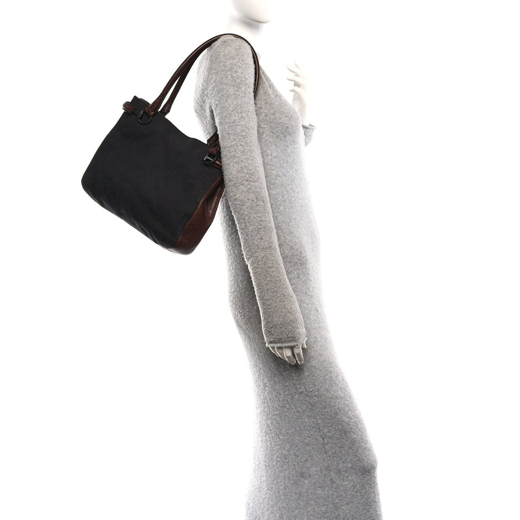 Monogram Denim GG Shoulder Bag Black Brown