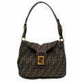 FENDI Canvas Zucca Mamma Baguette Shoulder Bag