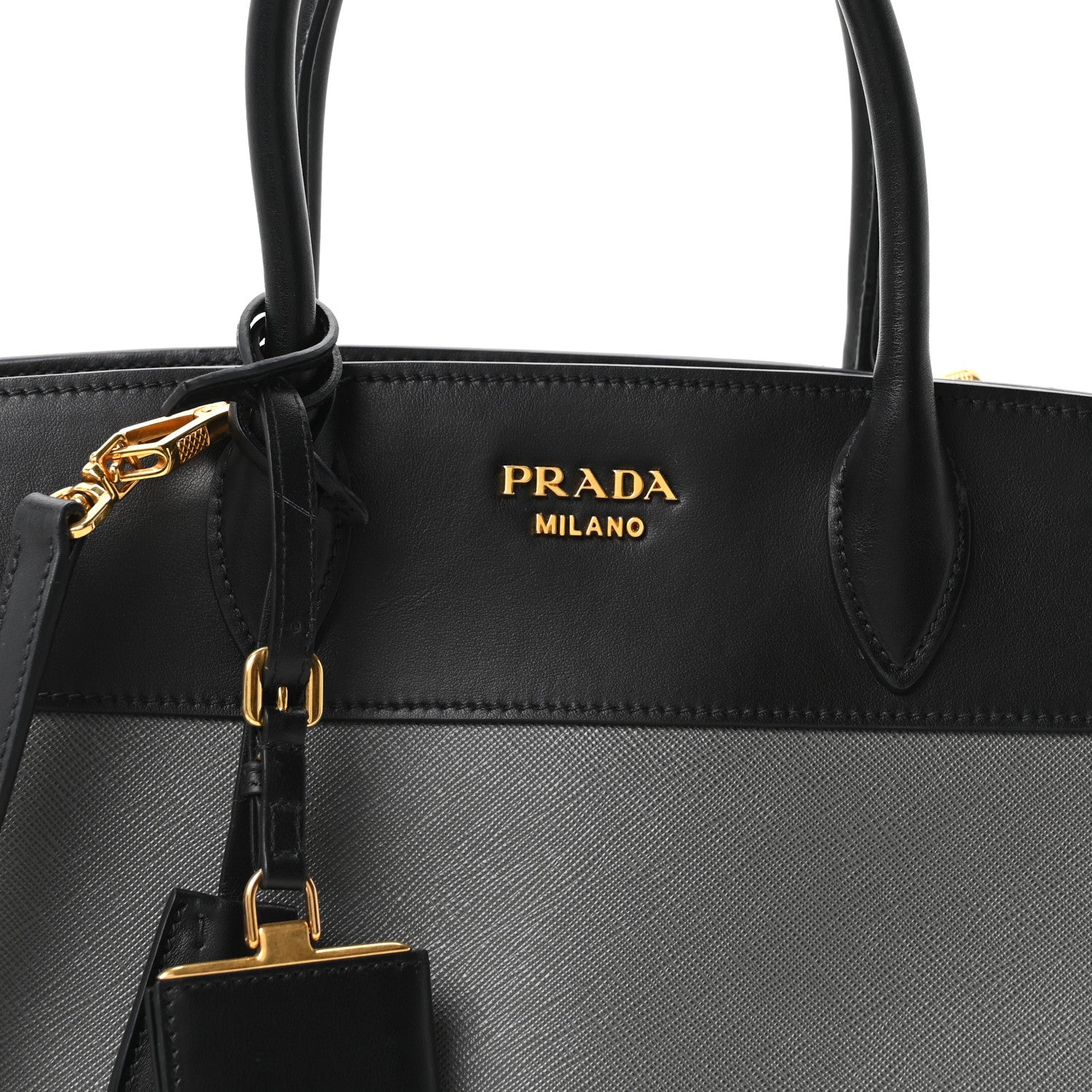 Saffiano City Calfskin Medium Esplanade Tote Mercurio Black